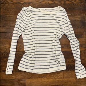 Club Monaco Navy Striped Long Sleeve light weight sweater